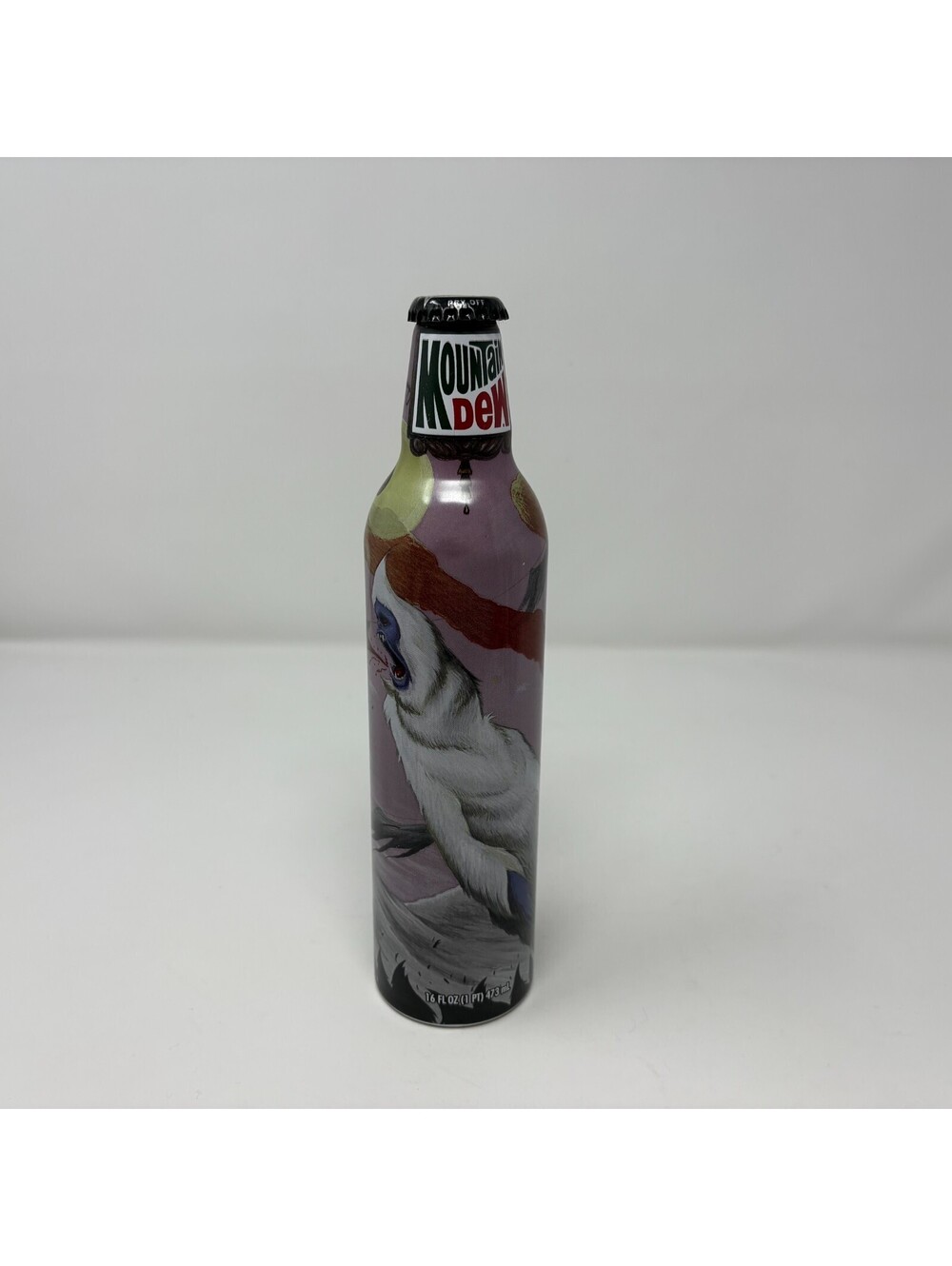Mountain Dew Green Label Art Jeff McMillan "Beware Mountain" Yeti Empty Bottle